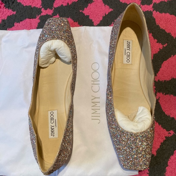 JIMMY CHOO SZ 43 Modell Flat Glitter Ballet Flat